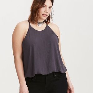 Torrid Gray Mock Neck Flounce Bodysuit